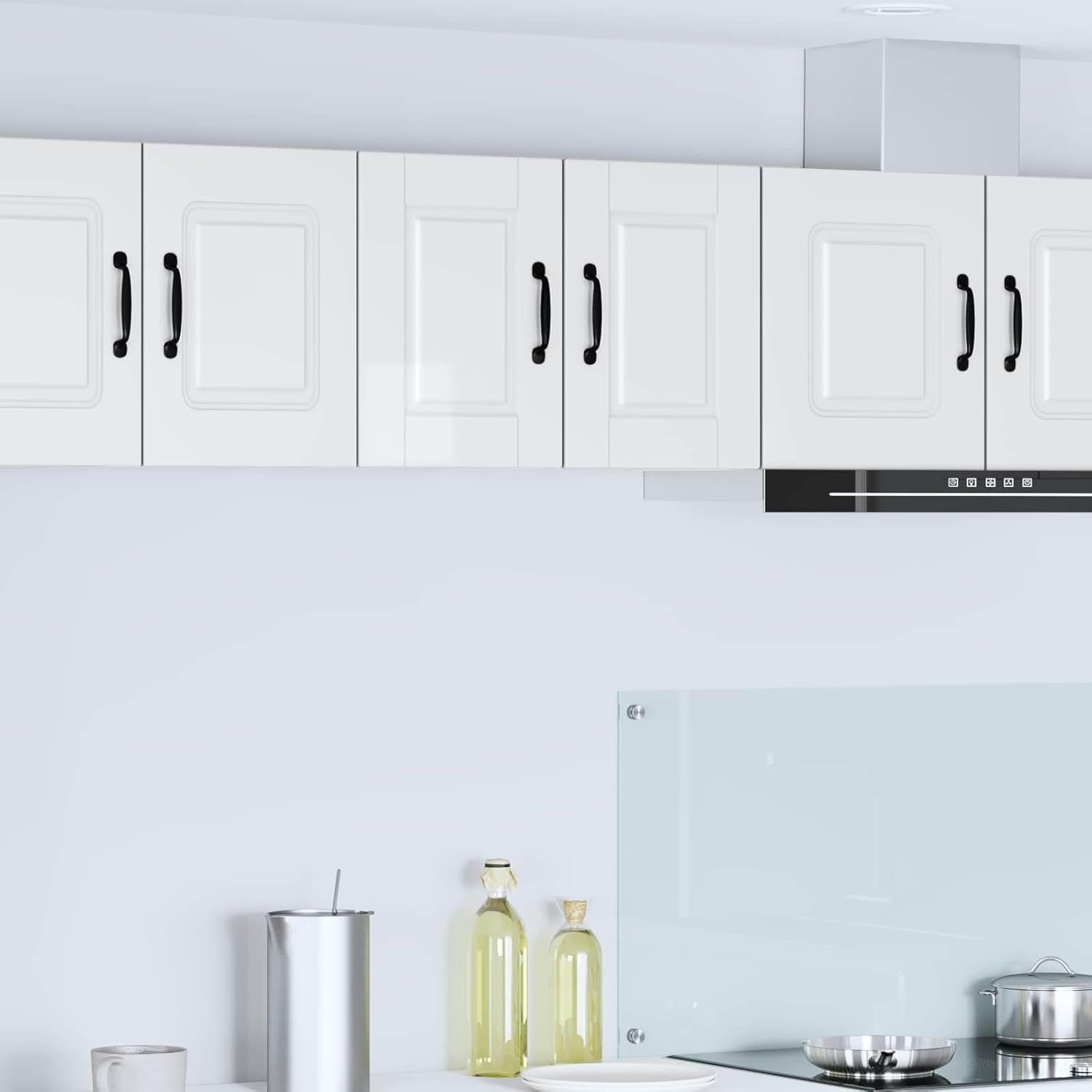 Ensemble de deux meubles muraux blancs brillants 30 x 31 x 40 cm, rangement suspendu multifonction pour cuisine et cellier