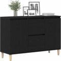 Meuble rectangulaire noir 102 cm avec tiroir et espace ferme, rangement elegant pour salle a manger ou salon