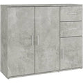 Armoire laterale moderne gris beton effet bois pour organiser les espaces interieurs