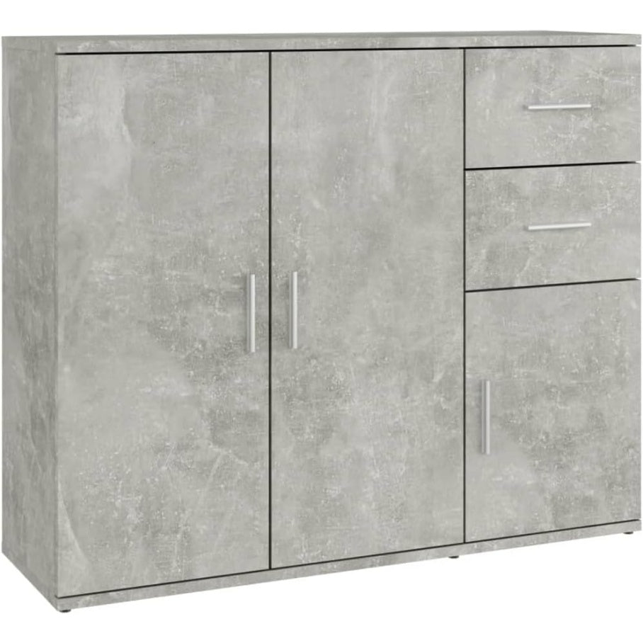 Armoire laterale moderne gris beton effet bois pour organiser les espaces interieurs