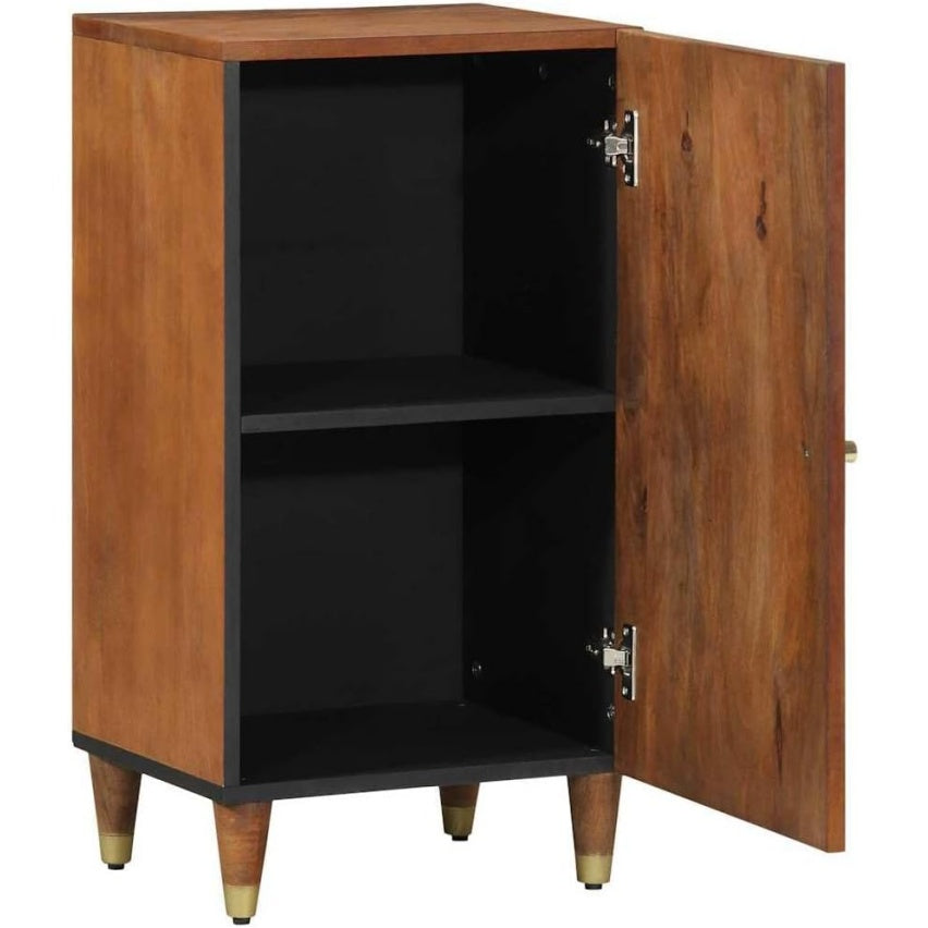 Commode compacte en manguier massif 40 x 33 x 75 cm avec porte frontale et double espace interieur