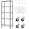 Etagere noire en metal cinq niveaux, rangement vertical multifonction pour cuisine salle de bain garage ou balcon, 42 x 30 x 150 cm