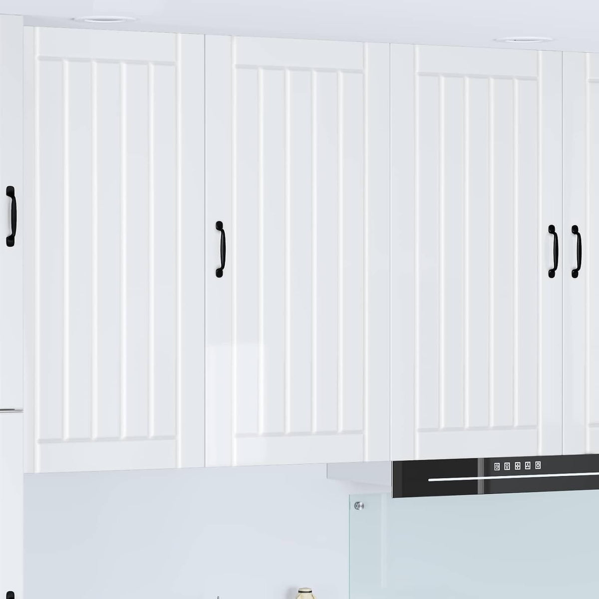 Meuble mural blanc brillant 50 x 31 x 100 cm avec porte et etageres pour cuisine, salle a manger ou salon