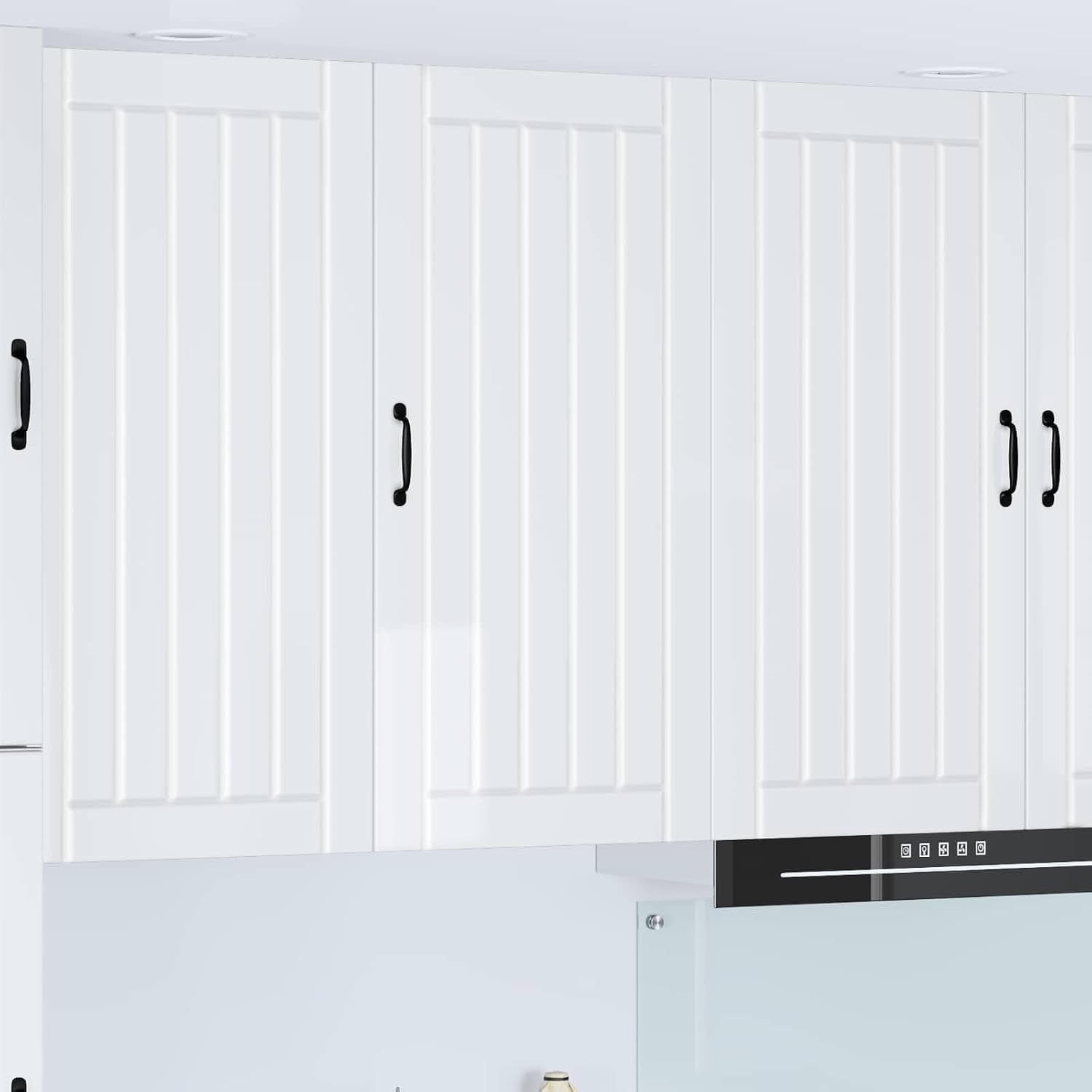 Meuble mural blanc brillant 50 x 31 x 100 cm avec porte et etageres pour cuisine, salle a manger ou salon