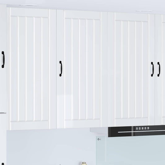 Meuble mural blanc brillant 50 x 31 x 100 cm avec porte et etageres pour cuisine, salle a manger ou salon