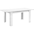Table extensible blanc brillant 140 a 190 cm, design contemporain pour repas en famille