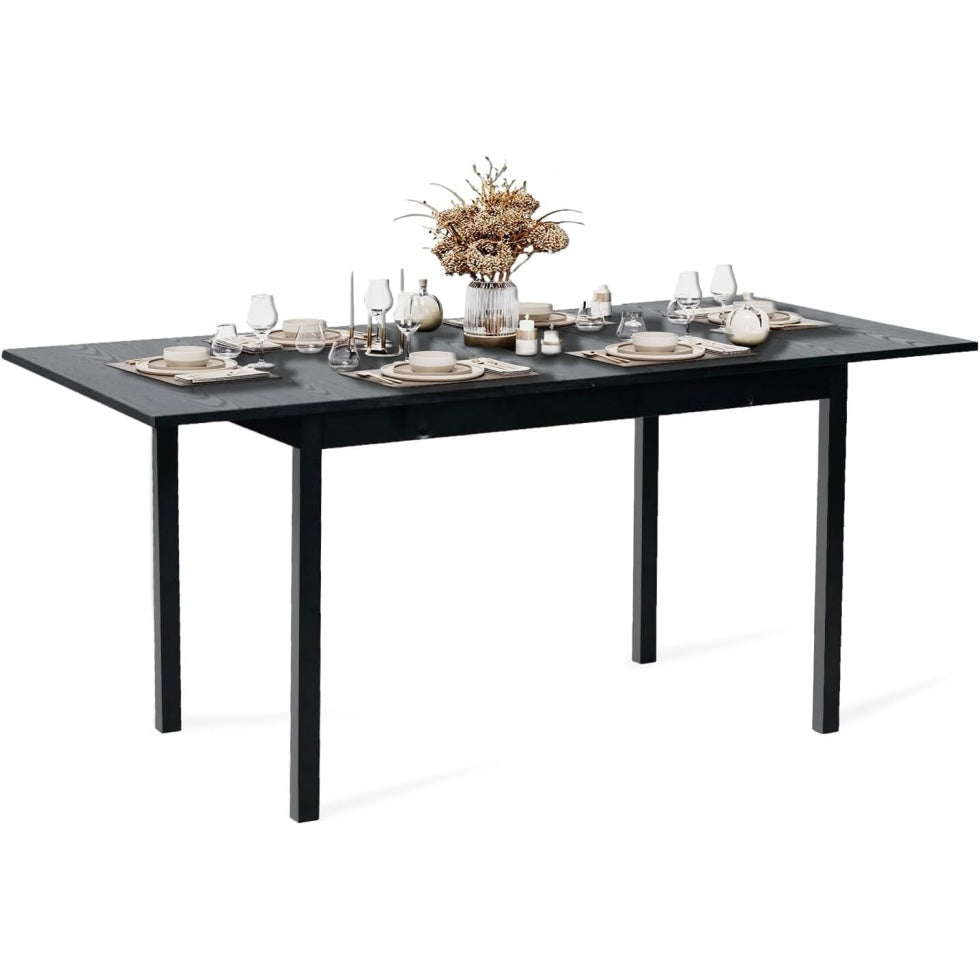 Table extensible noire moderne 120 a 160 cm avec plateau durable pour salle a manger quotidienne