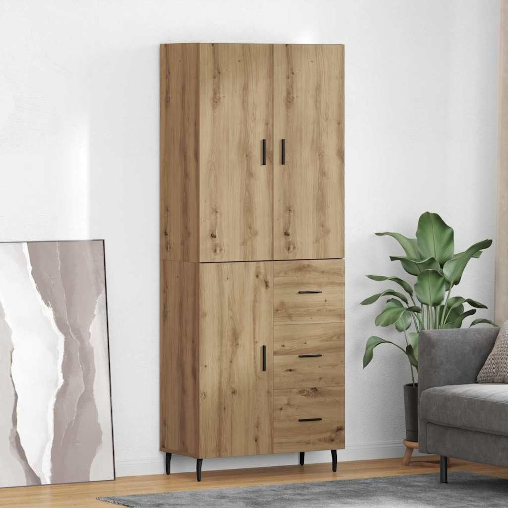 Colonne vitree avec espace de stockage 69,5 x 34 x 180 cm, finition bois contemporaine pour organiser elegamment salon et salle a manger