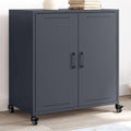 Meuble bas anthracite en acier 68 x 39 x 72 cm avec deux portes et roulettes, rangement mobile pour cuisine et salon