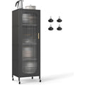 Desserte cuisine noire a roulettes avec cinq niveaux, support PC et etageres ajustables pour maison