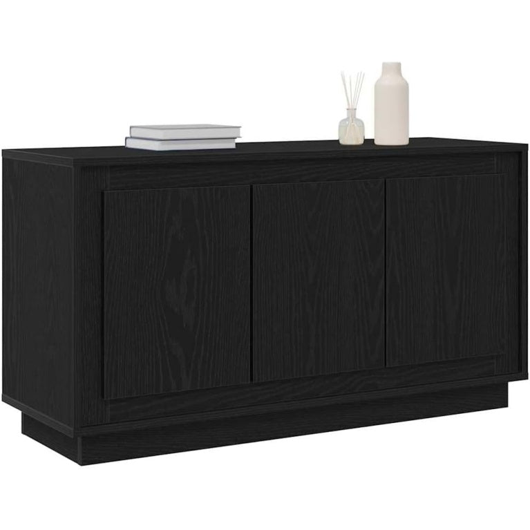 Buffet rectangulaire moderne 102 x 35 x 55 cm en finition chene noir, meuble compact pour salle a manger