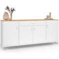 Buffet XXL bois blanc 180 cm avec quatre portes et tiroir supplementaire
