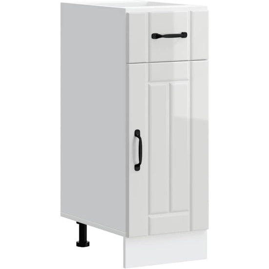 Meuble bas de cuisine blanc brillant 30 x 46 x 81,5 cm avec tiroir, portes et pieds reglables, rangement pratique pour cuisine salle a manger et garde manger